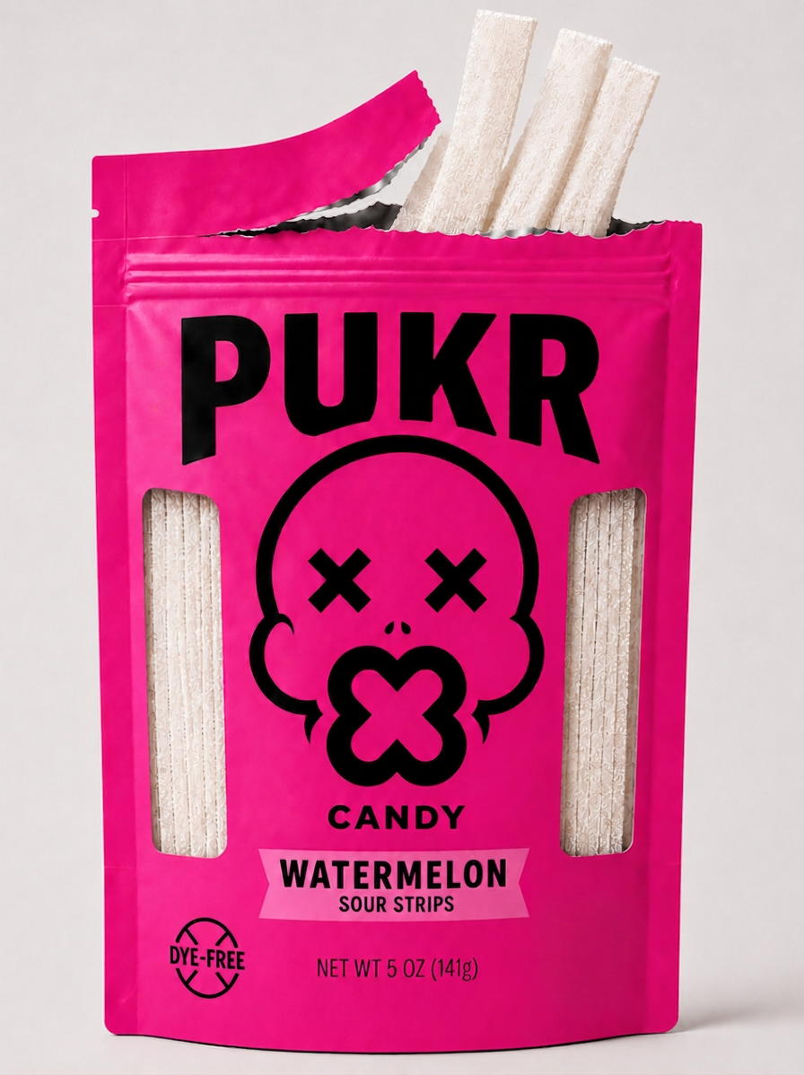 Watermelon PUKR sour strips packaging